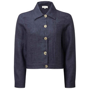 ArkiTaip Dark Denim Linen Crop Jacket – Artisan Minimalist – Size S